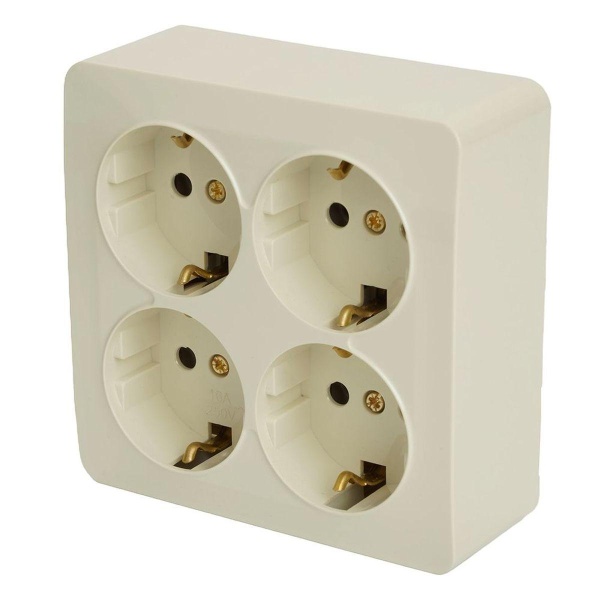 Розетка 4-местная 2P+PE Stekker София слоновая кость MST16-14S-04 49509