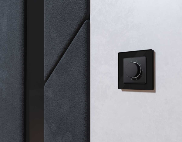 Лицевая панель терморегулятора теплого пола механического, Графит мягкое касание, ALFA Quant Ambrella Volt AP9057