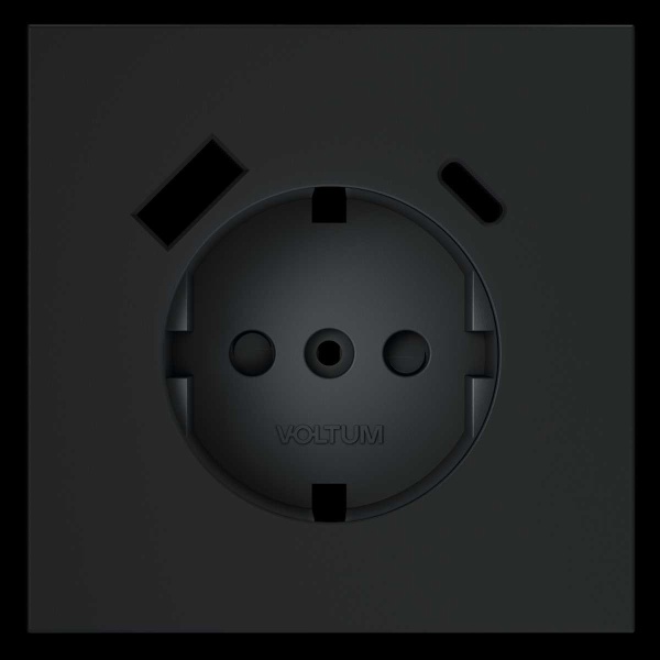 Накладка для розетки с заземлением и защитными шторками с USB A+C S70 (графит) Voltum VLS001007