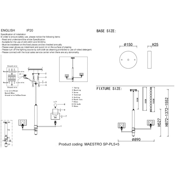 Подвесная люстра Crystal Lux MAESTRO SP-PL5+5 GOLD