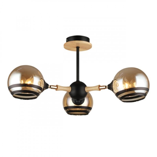 Потолочная люстра IMEX MD.4896-3-S BK+WOOD