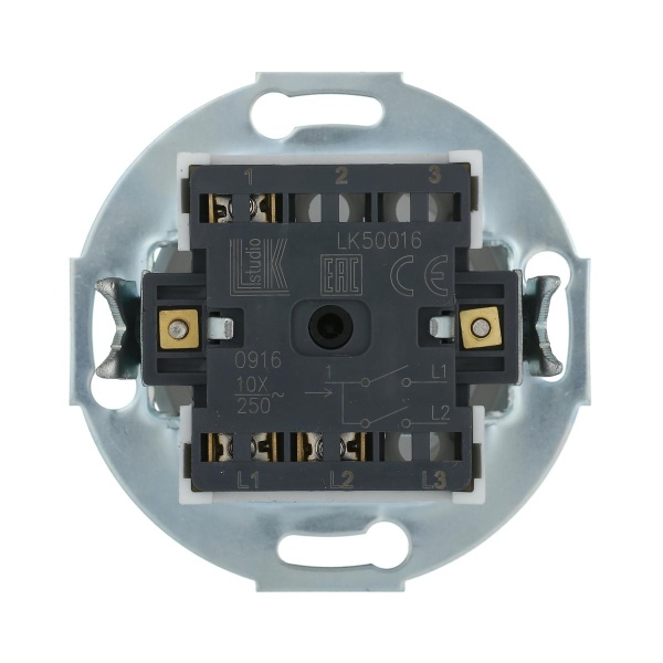 Выключатель LK Studio двухклавишный (схема 5) 16 A, 250 B (белый) Vintage 881104-1