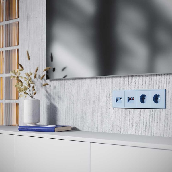 Накладка для розетки TV+RJ45 кат. 6, S70 (деним) Voltum VLS002715