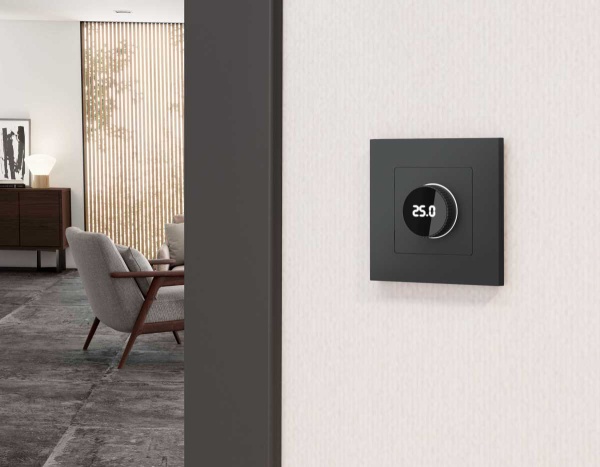 Лицевая панель ALFA (Графит мягкое касание) для терморегулятора теплого пола с цифровым дисплеем QUANT AP9058