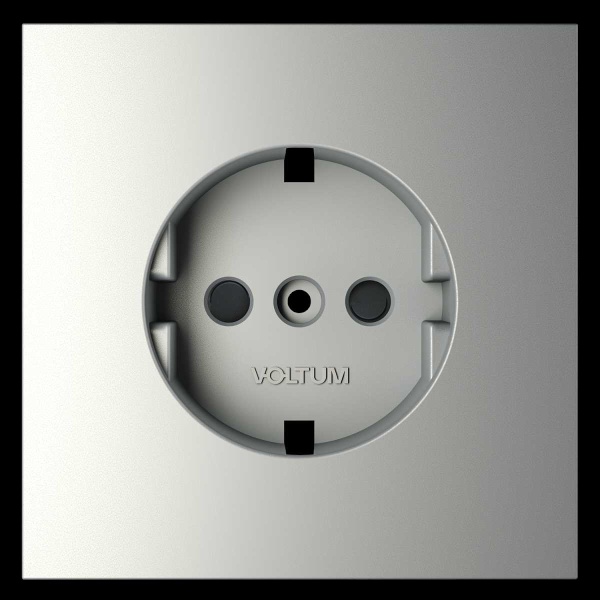 Накладка для розетки с заземлением и защитными шторками S70 (сталь) Voltum VLS000705