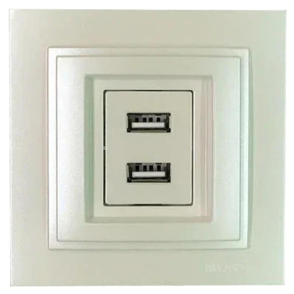 Розетка 2-а USB-зарядка Mono Electric Despina 250V жемчуг 102-252505-178 Розетка 2-а USB-зарядка Mono Electric Despina 250V жемчуг 102-252505-178