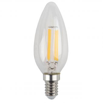 Лампа светодиодная филаментная ЭРА E14 5W 4000K свеча прозрачная F-LED B35-5W-840-E14