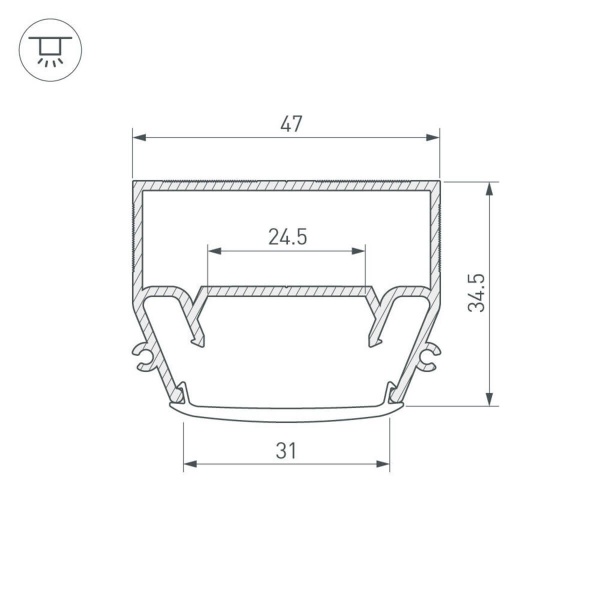 Профиль Arlight STRETCH-S-35-CEIL-CENTER-2000 GAMMA35 040699