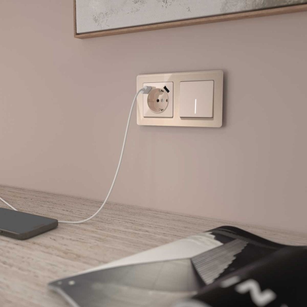 Выключатель одноклавишный проходной с подсветкой Werkel айвори акрил W1112143 4690389197017