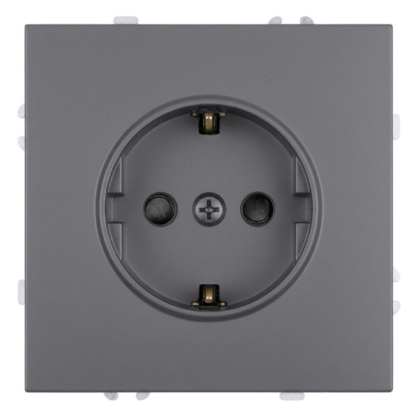 Розетка 1-местная с з/ш, с/з (механизм), СЗК, Stekker, 250В, 16А Эмили, RST16-5110-10ZK, платиново-серый, soft touch 50243