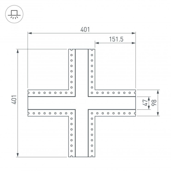 Коннектор X-образный Arlight SL-Linia45-Fantom 030109