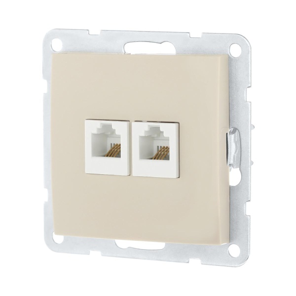 Розетка LK Studio компьютерная 2хRJ-45 кат. 5е с накладкой (бежевый) LK60 866201-1
