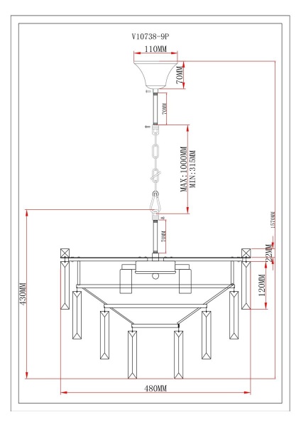 Подвесная люстра Moderli Crystal V10738-9P