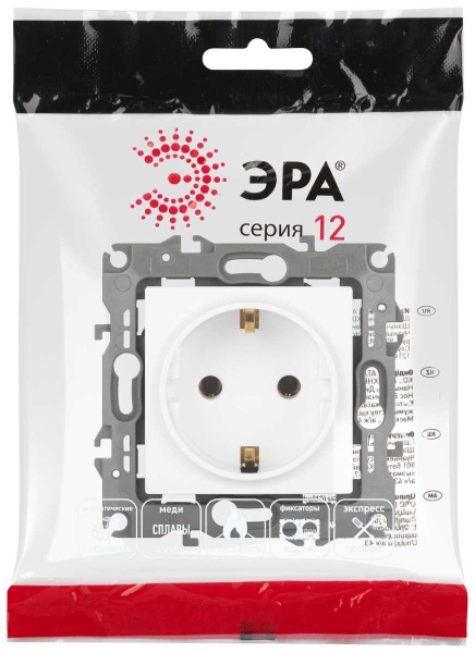 Розетка ЭРА Серия 12 12-2101-01М 2P+E Schuko 16А-250В белый матовый Б0065700