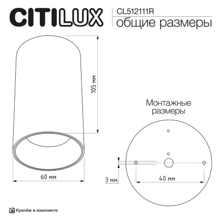 Потолочный светильник Citilux Axel CL512111R