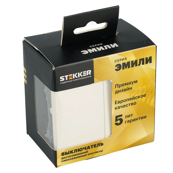 Выключатель 2-клавишный (механизм), СЗК, Stekker, 250В, 10А Эмили, RSW10-5104-01ZK, белый фарфор, soft touch 50231