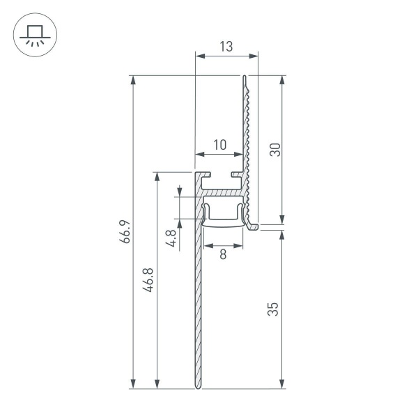 Профиль встраиваемый Arlight Plintus-Fantom-Bent-H35-Side-2000 Black 043676