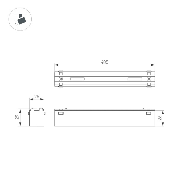 Трековый светодиодный светильник Arlight Mag-Vibe-Flat-L485-24W Day4000-Mix 044186