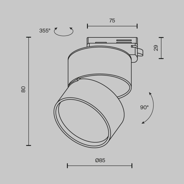 Трековый светодиодный светильник Maytoni Technical Unity Onda TR007-1-12W3K-B-1