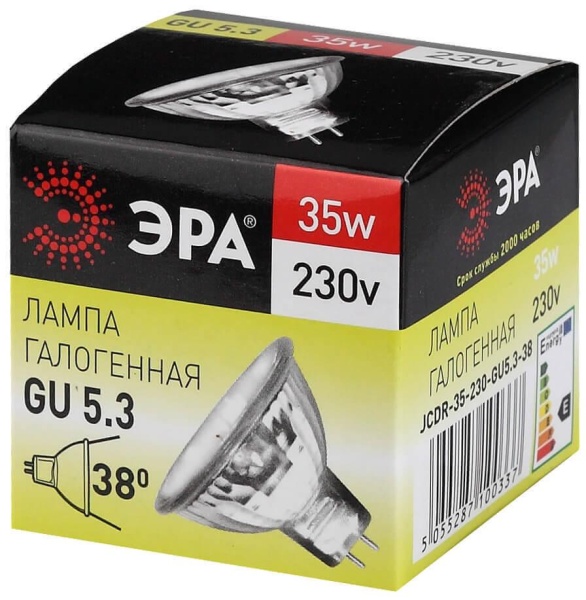 Лампа галогенная ЭРА GU5.3 35W 2700K прозрачная GU5.3-JCDR (MR16) -35W-230V-CL C0027363 Лампа галогенная ЭРА GU5.3 35W 2700K прозрачная GU5.3-JCDR (MR16) -35W-230V-CL C0027363