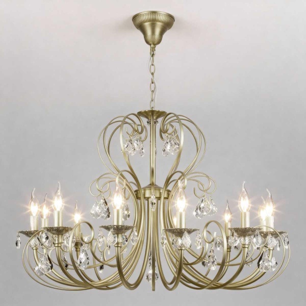 Подвесная люстра Eurosvet Alda 3305/12 латунь/прозрачный хрусталь Strotskis a072112