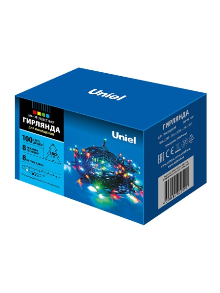 Светодиодная гирлянда Uniel 220V разноцветный ULD-S0800-100/DGA Multi IP20 07924