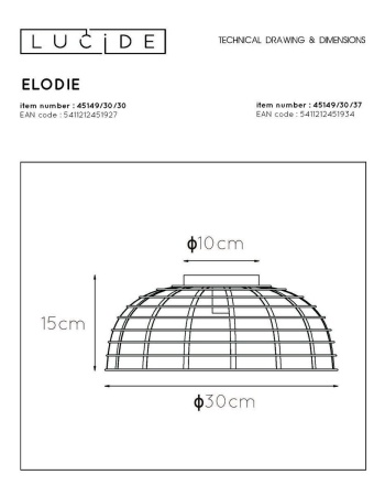 Потолочный светильник Lucide Elodie 45149/30/30
