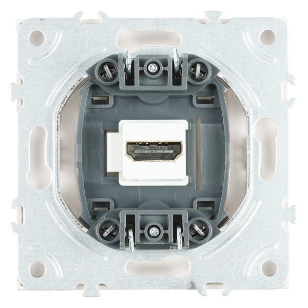 Розетка HDMI 2.0 Type A (механизм), STEKKER, серия Эмили, RST00-5118-01, белый фарфор, soft touch 50163