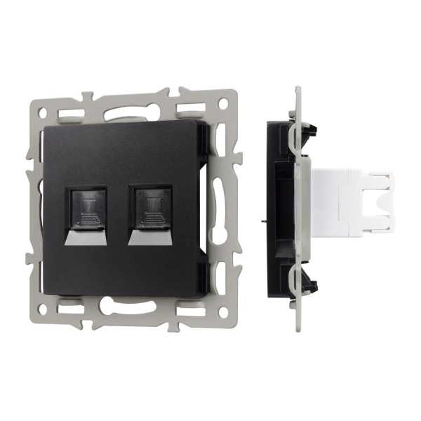 Механизм компьютерной розетки двойной SCT-MPC2-PL-BK (RJ-45, CAT6) Arlight 045337
