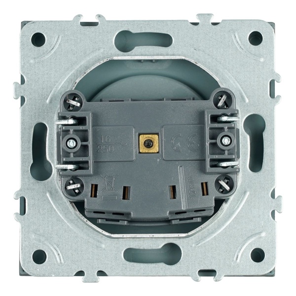 Розетка 1-местная с защитной шторкой (механизм), Stekker, б/з, 250В, 16А Эмили, RST16-5109-09, антрацит, soft touch 49928