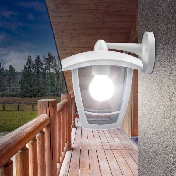 Садово-парковый светильник ЭРА «Дели 2» НБУ 07-40-002 белый 4-гранный настенный IP44 Е27 max60Вт Б0051196