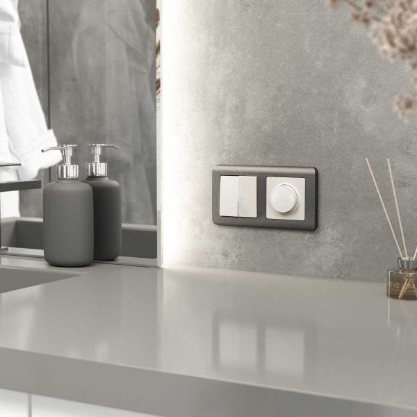 Выключатель двухклавишный с подсветкой Werkel перламутровый рифленый W1120113 4690389160905