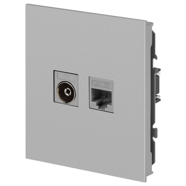 Розетка ЭРА Arktik 16-3110-03 комбинированная RJ45+TV алюминий Б0070496