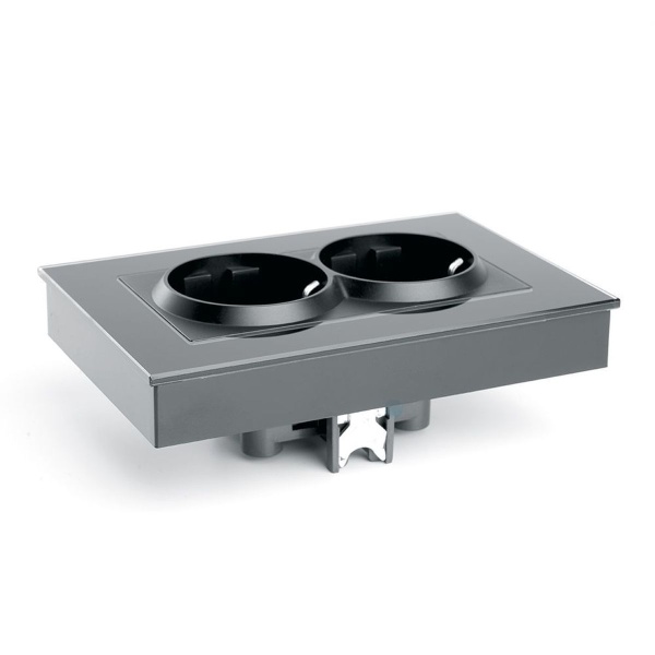 Розетка 2-местная с защитной шторкой с/з Stekker GLS16-7014-05 Катрин, черный 39516