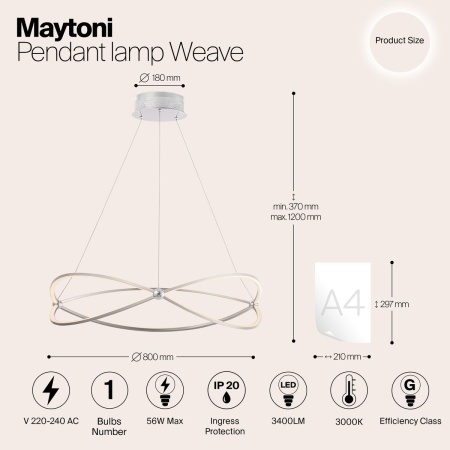 Подвесной светодиодный светильник Maytoni Weave MOD062PL-L56CH3K