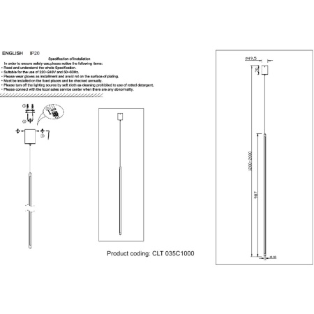 Подвесной светодиодный светильник Crystal Lux CLT 035C1000 BL