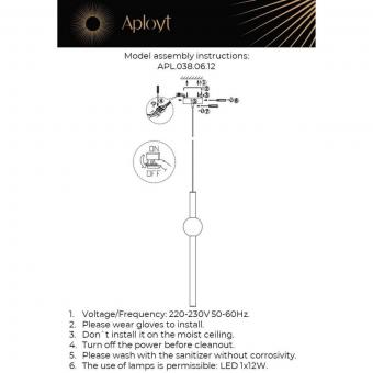 Подвесной светодиодный светильник Aployt Zhozefin APL.038.06.12