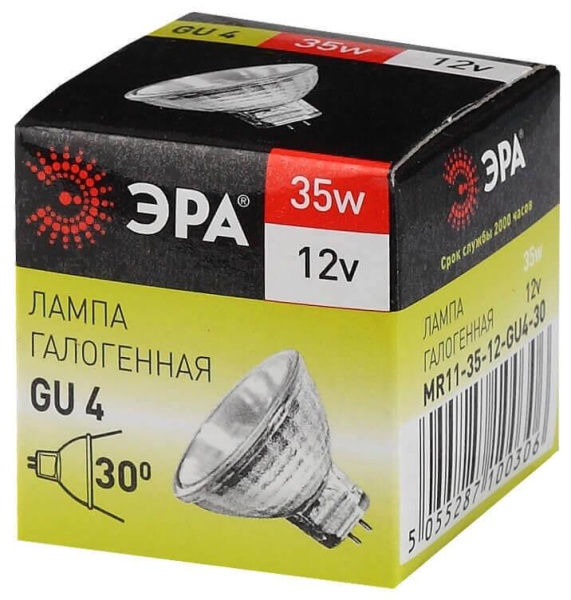 Лампа галогенная ЭРА GU4 35W 2700K прозрачная GU4-MR11-35W-12V-30CL C0027362 Лампа галогенная ЭРА GU4 35W 2700K прозрачная GU4-MR11-35W-12V-30CL C0027362