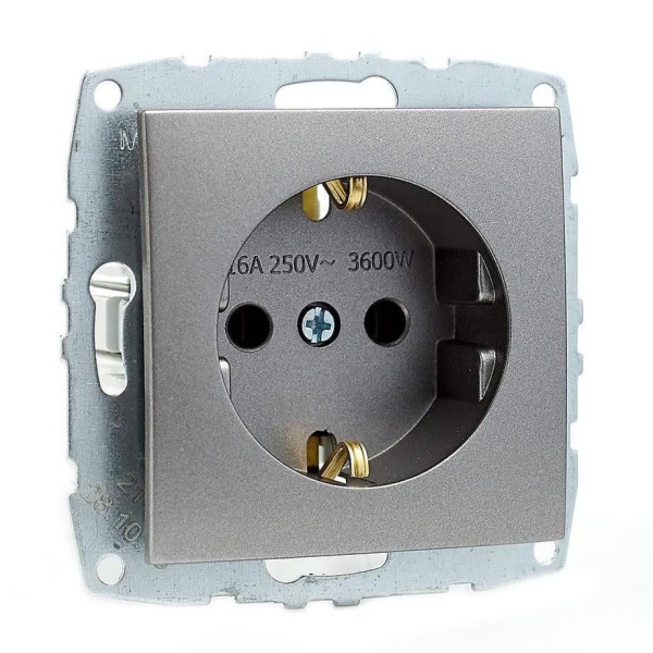 Розетка 2К+З Mono Electric Despina/ Larissa 16A 250V винтовое подключение антрацит 500-002421-117 Розетка 2К+З Mono Electric Despina/ Larissa 16A 250V винтовое подключение антрацит 500-002421-117