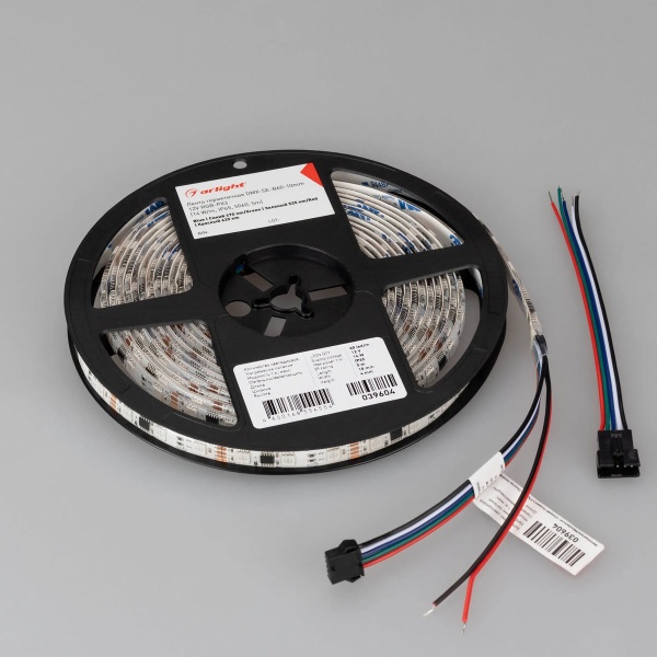 Светодиодная лента герметичная Arlight 14W/m 60LED/m 5060SMD разноцветный 5М DMX-SE-B60-10mm 12V 039604