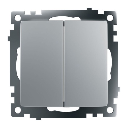 Выключатель двухклавишный Stekker Катрин серебро GLS10-7104-03 39578