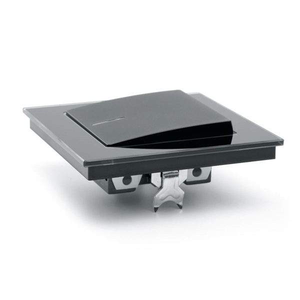 Выключатель 1-клавишный c индикатором Stekker GLS10-7001-05, 250В, 10А Катрин, черный 39503