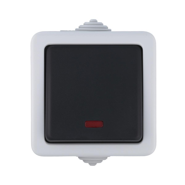 Переключатель LK Studio одноклавишный с 2 мест с индикатором (схема 6L), EF600SW, 16 A (серый) 80005