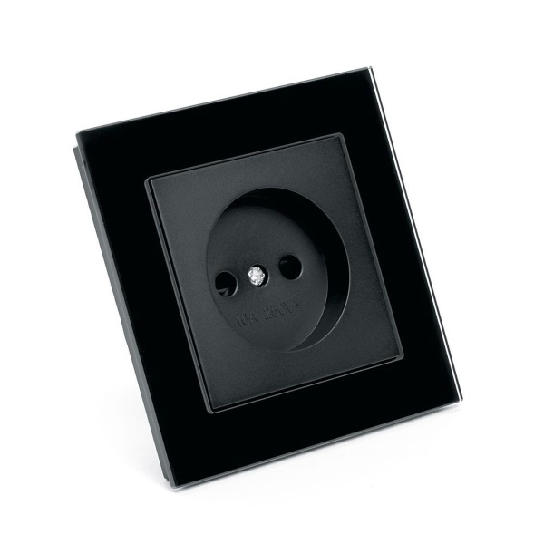Розетка 2P Stekker Катрин со шторками черный GLS10-7009-05 39512