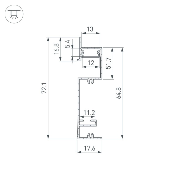 Профиль встраиваемый Arlight Plintus-H73-F-2000 Black 043480