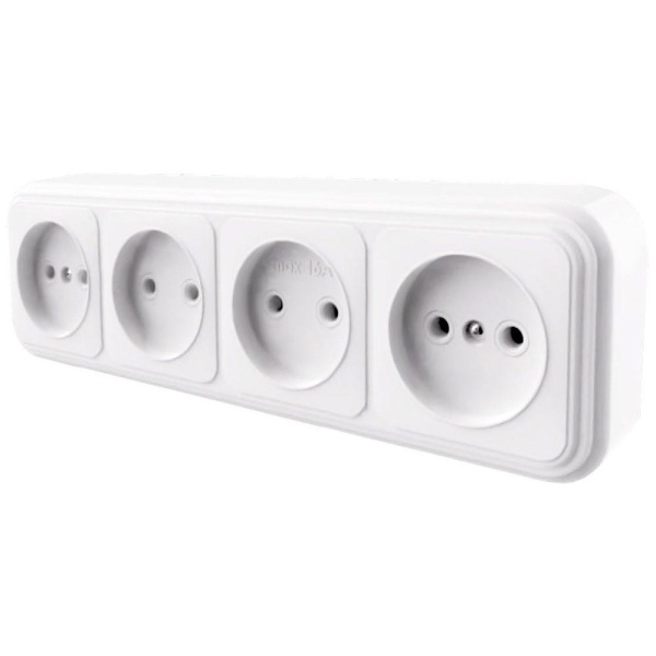 Розетка четырехместная 2P Stekker Брест белый PST16-60-20 39701