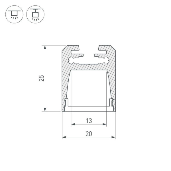 Профиль с рассеивателем Arlight ALU-SWISS-20-2000 ANOD+FROST 024197