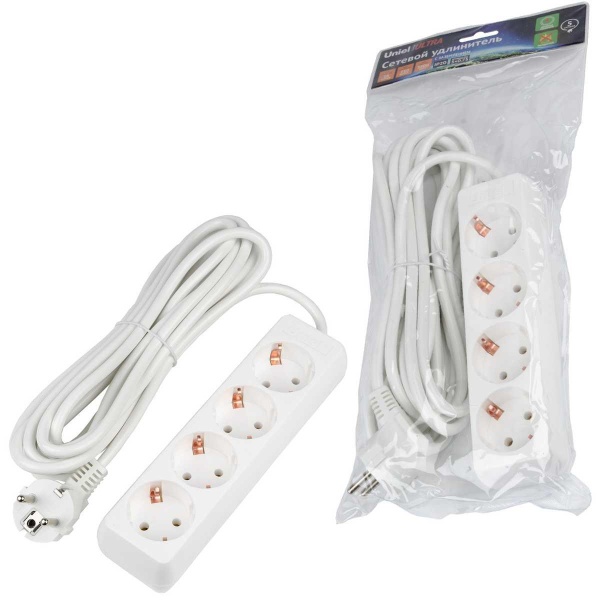 Удлинитель Uniel Ultra 4гн х 5м с/з S-GCU4-5 White UL-00010007 Удлинитель Uniel Ultra 4гн х 5м с/з S-GCU4-5 White UL-00010007