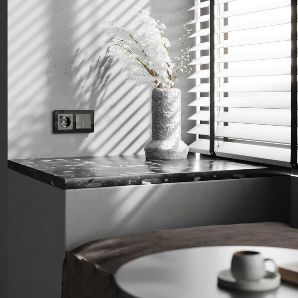 Выключатель одноклавишный с подсветкой Werkel графит акрил W1110144 4690389197413