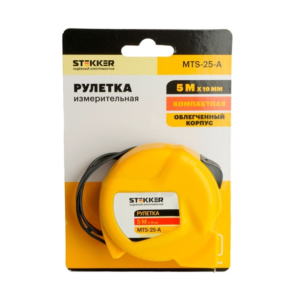 Рулетка, 5 м х 19 мм, II класс точности, пластик MTS-25-А 50206